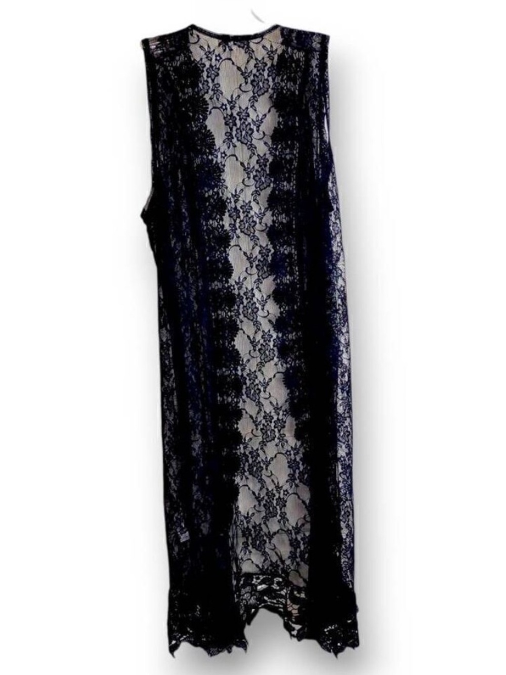 Black Lace Sleeveless Duster Cardigan